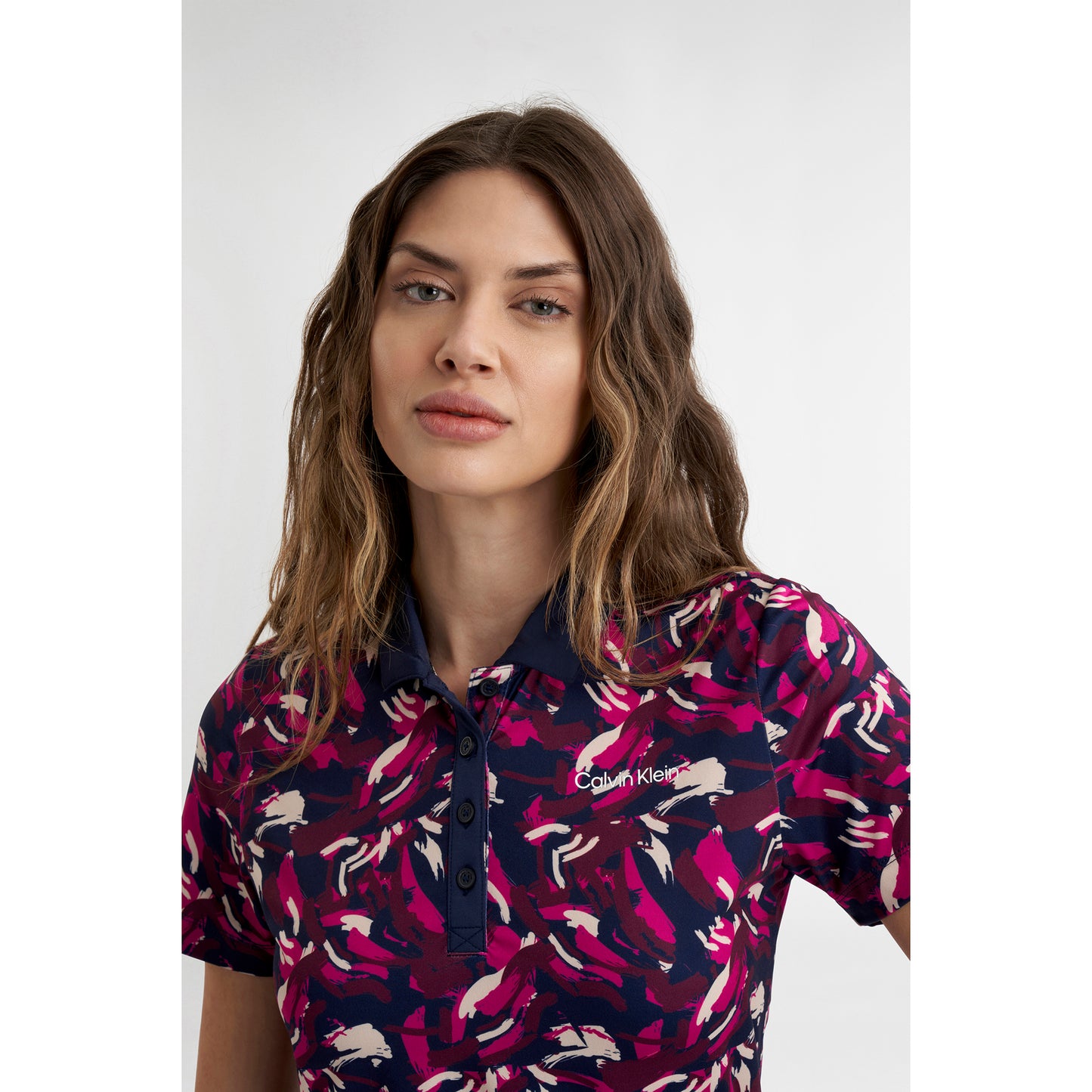 Calvin Klein Ladies Polo with Brushstroke Print