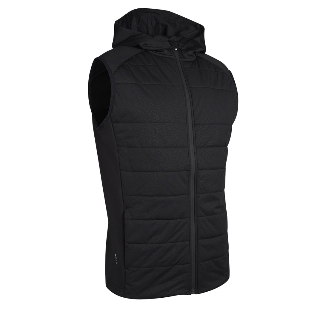 Sunderland Mens Thermal Hooded Gilet with Contrast Stretch Side Panels and a Water Repellent Finish in Black