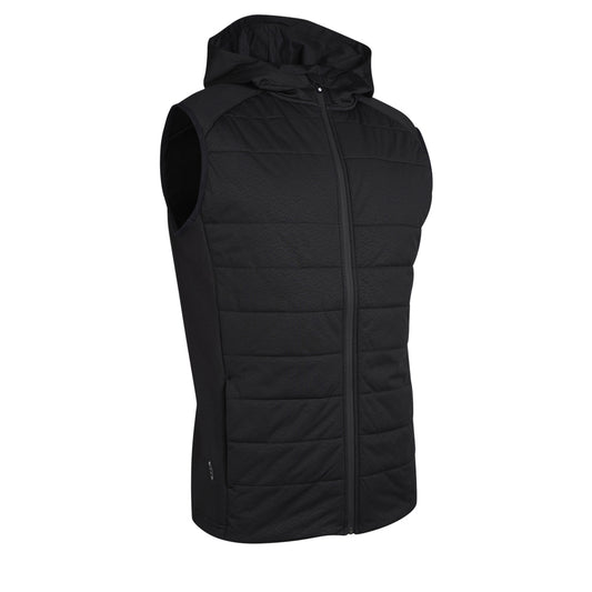 Sunderland Mens Thermal Hooded Gilet with Contrast Stretch Side Panels and a Water Repellent Finish in Black