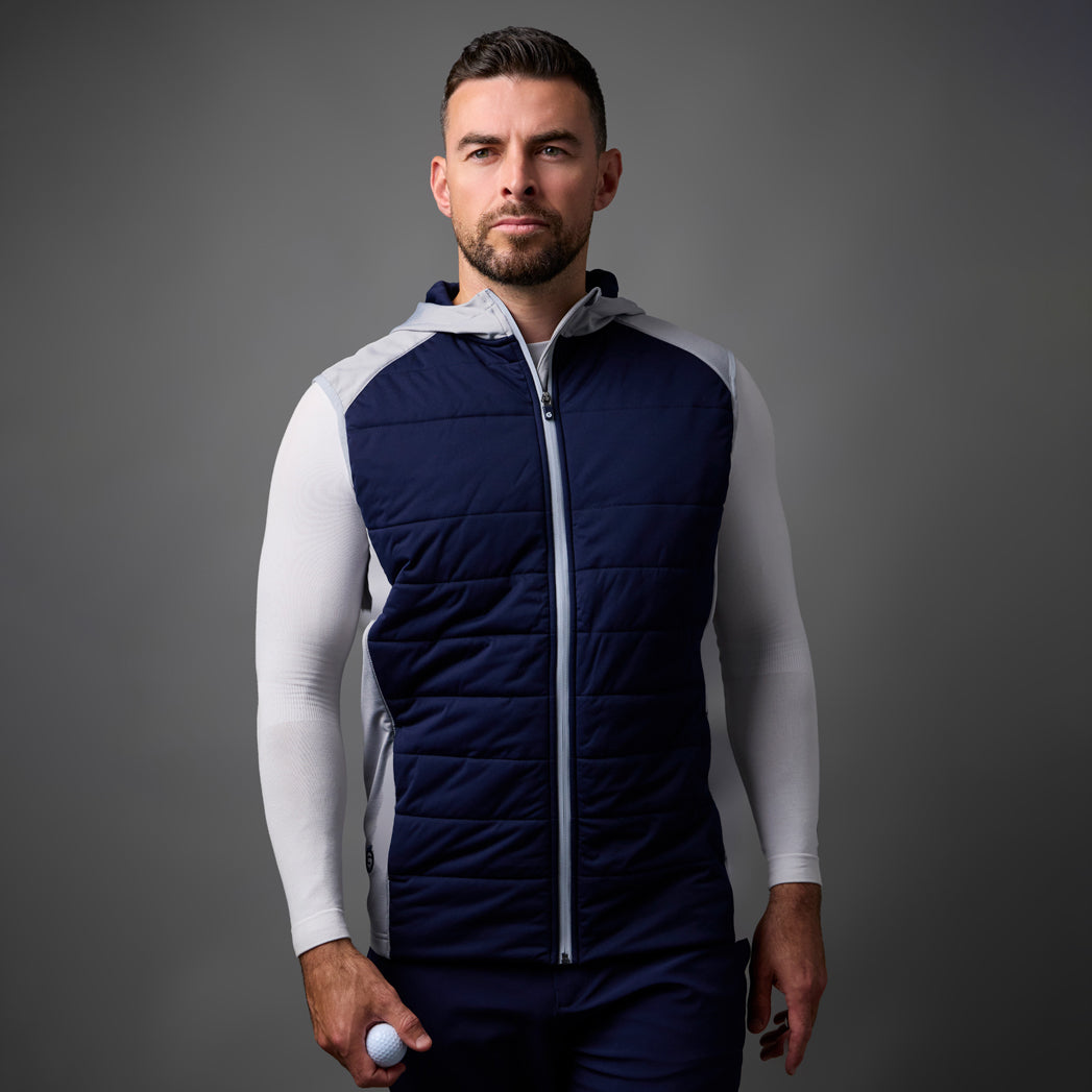 Sunderland Mens Thermal Hooded Gilet with Contrast Stretch Side Panels and a Water Repellent Finish