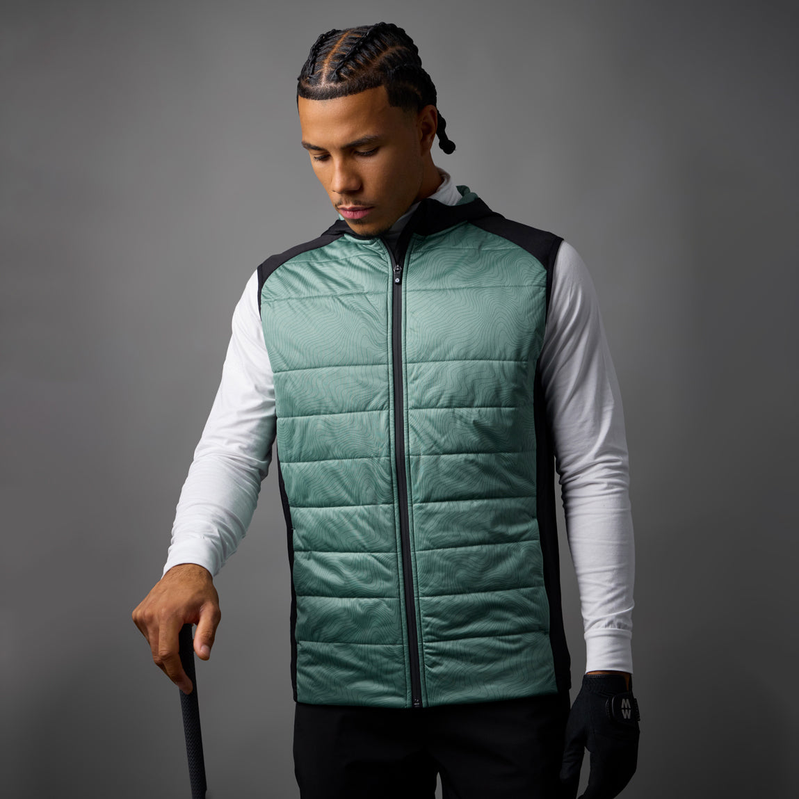 Sunderland Mens Thermal Hooded Gilet with Contrast Stretch Side Panels and a Water Repellent Finish