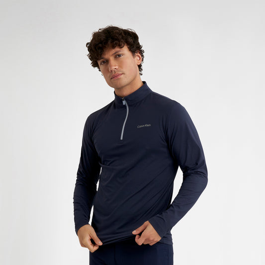 Calvin Klein Technical Zip-Neck Top in Navy
