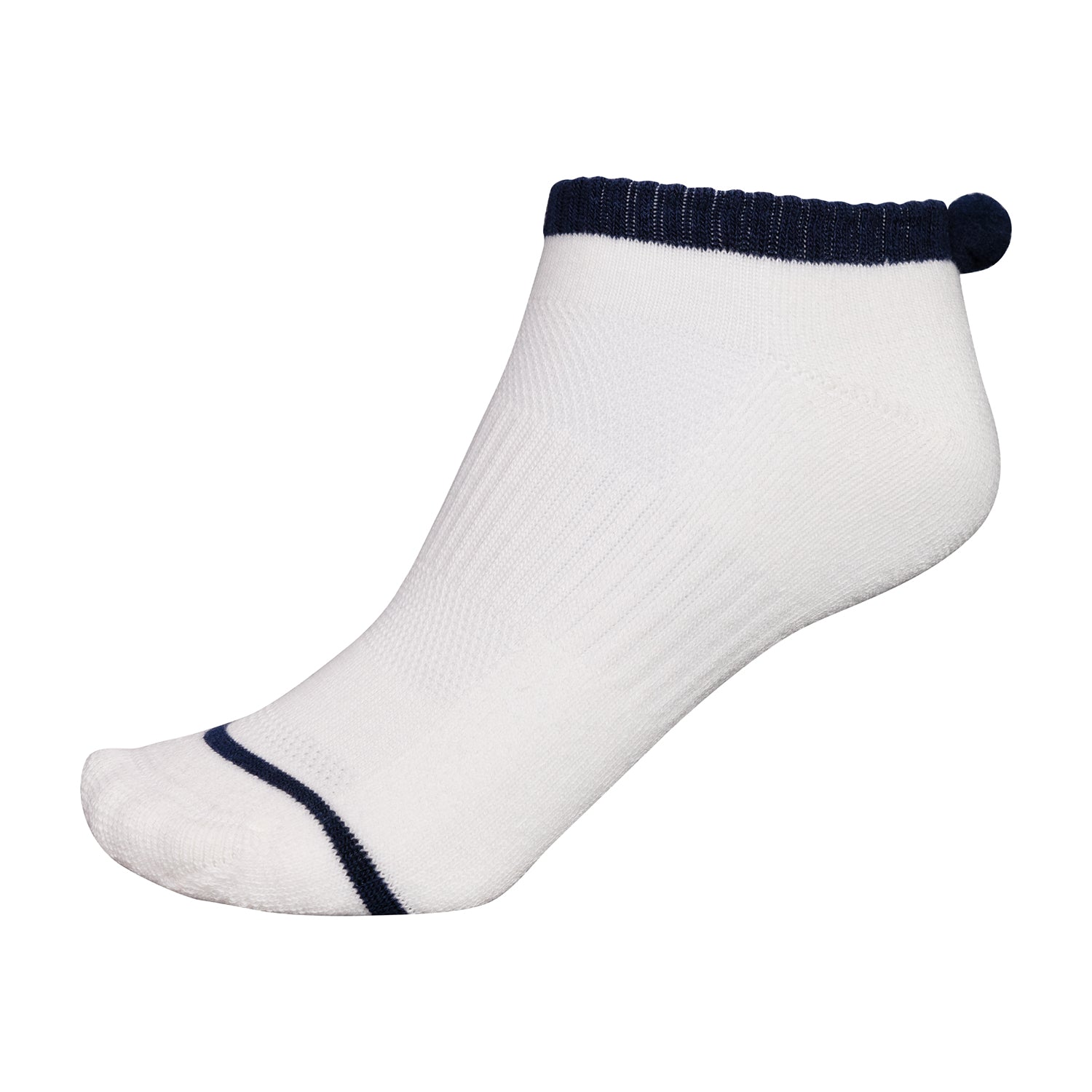 FootJoy Ladies ProDRY Pom-Pom Socks in White & Navy