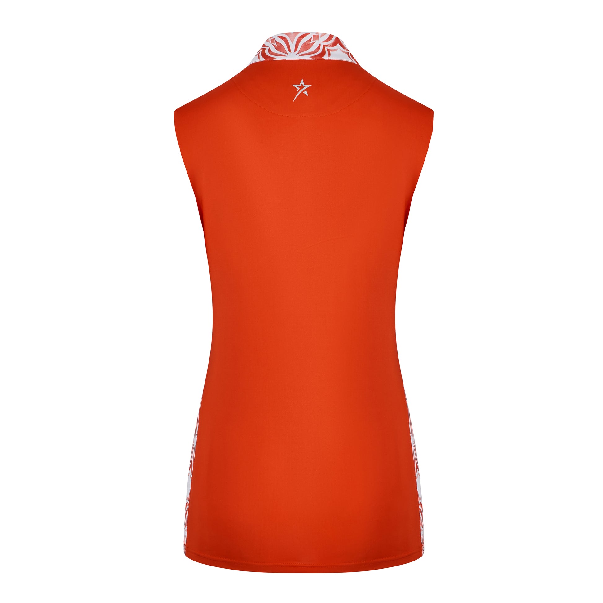 Swing Out Sister Ladies Sleeveless Polo with Print Panels in Luscious Red