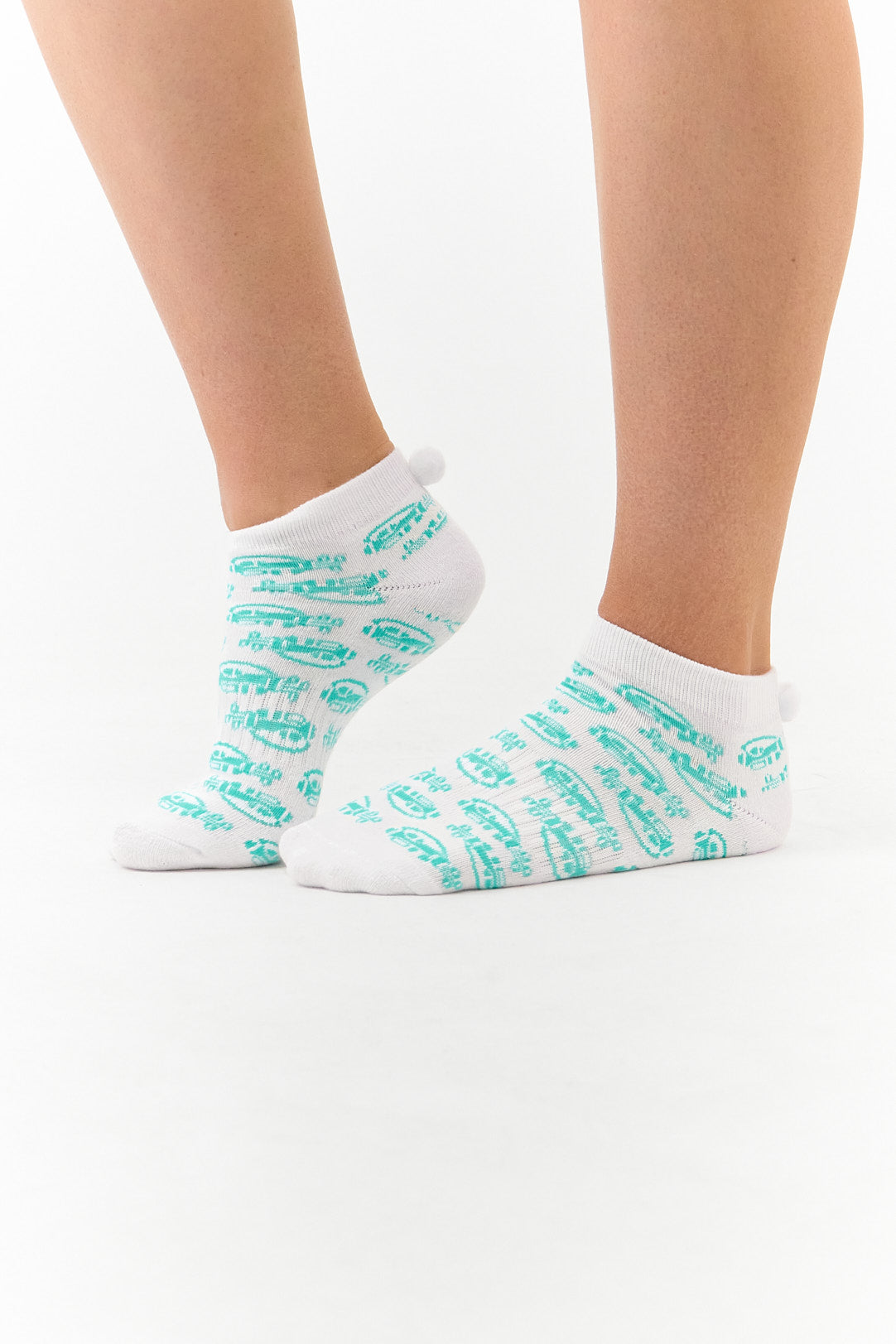 Surprizeshop 3 Pair Pack Of Ladies Pom Pom Golf Socks - Multi Coloured