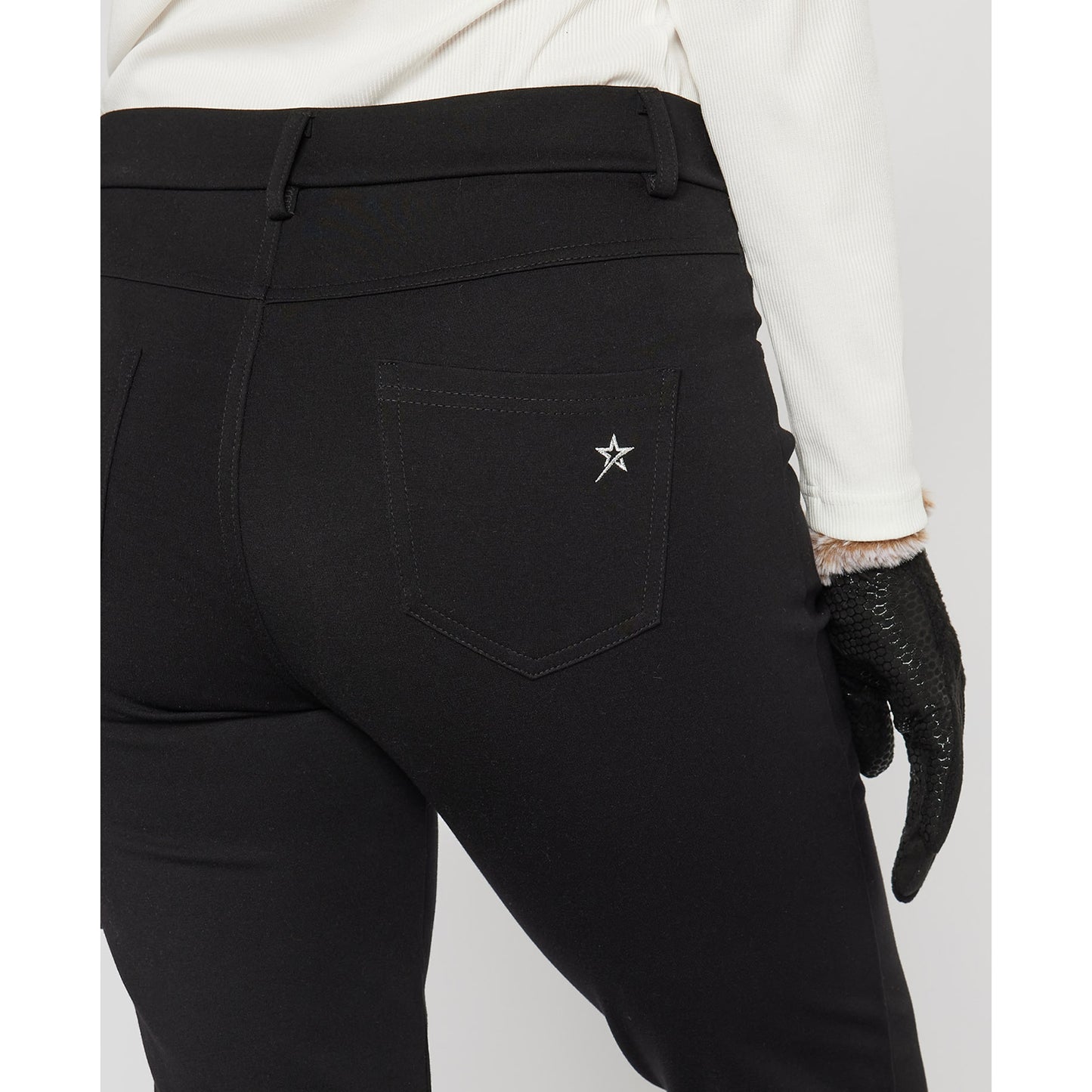 Swing Out Sister Ladies Pull-On Trousers with Ankle Zip in Black