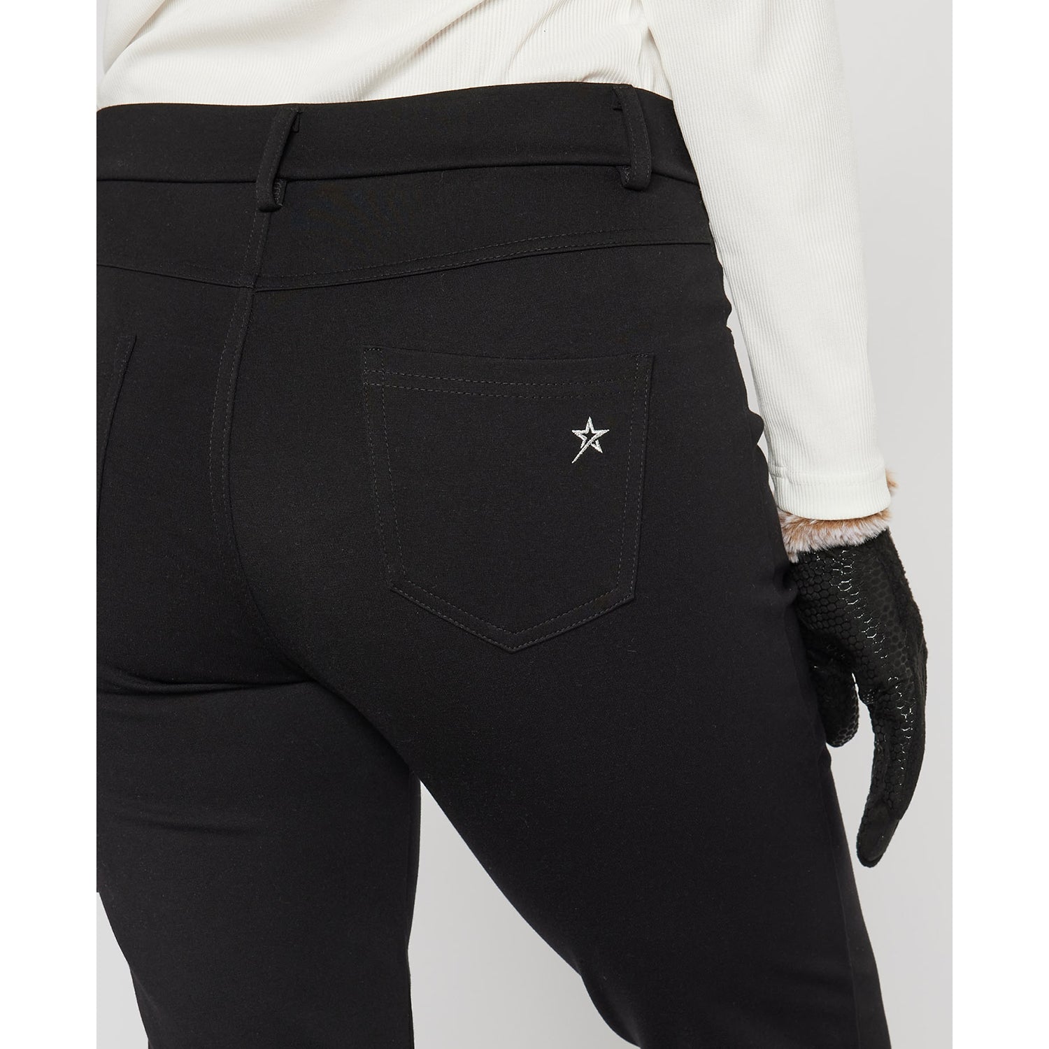 Swing Out Sister Ladies Pull-On Trousers with Ankle Zip in Black