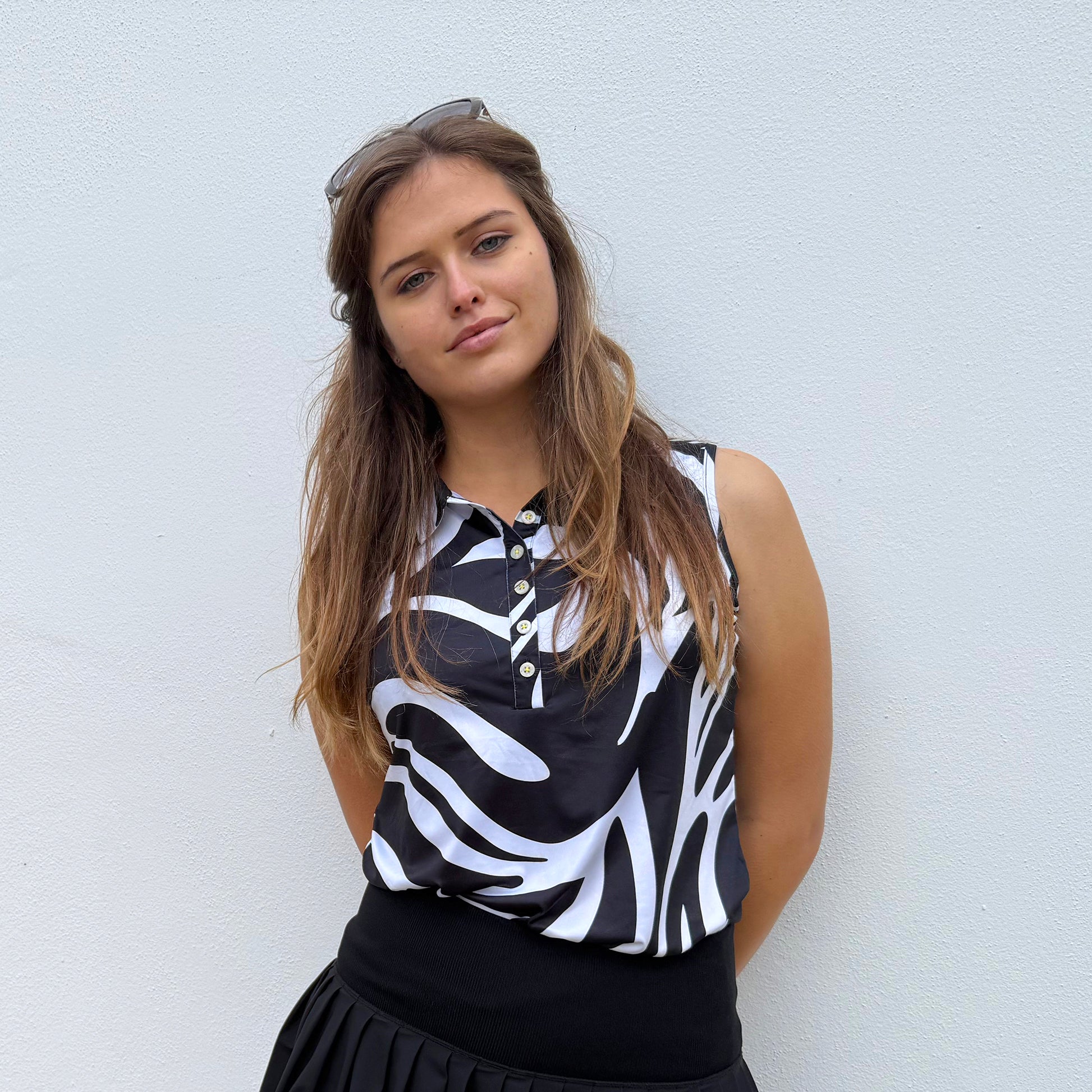 Swing Out Sister Ladies Nala Sleeveless Polo in Lynx Lime