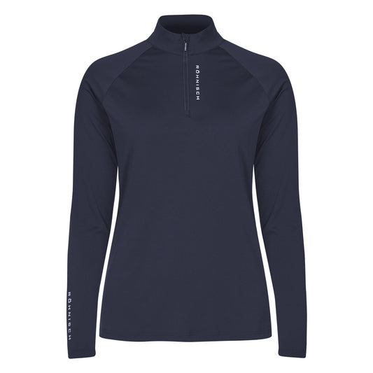 Rohnisch Ladies Lightweight Zip-Neck Top in Navy