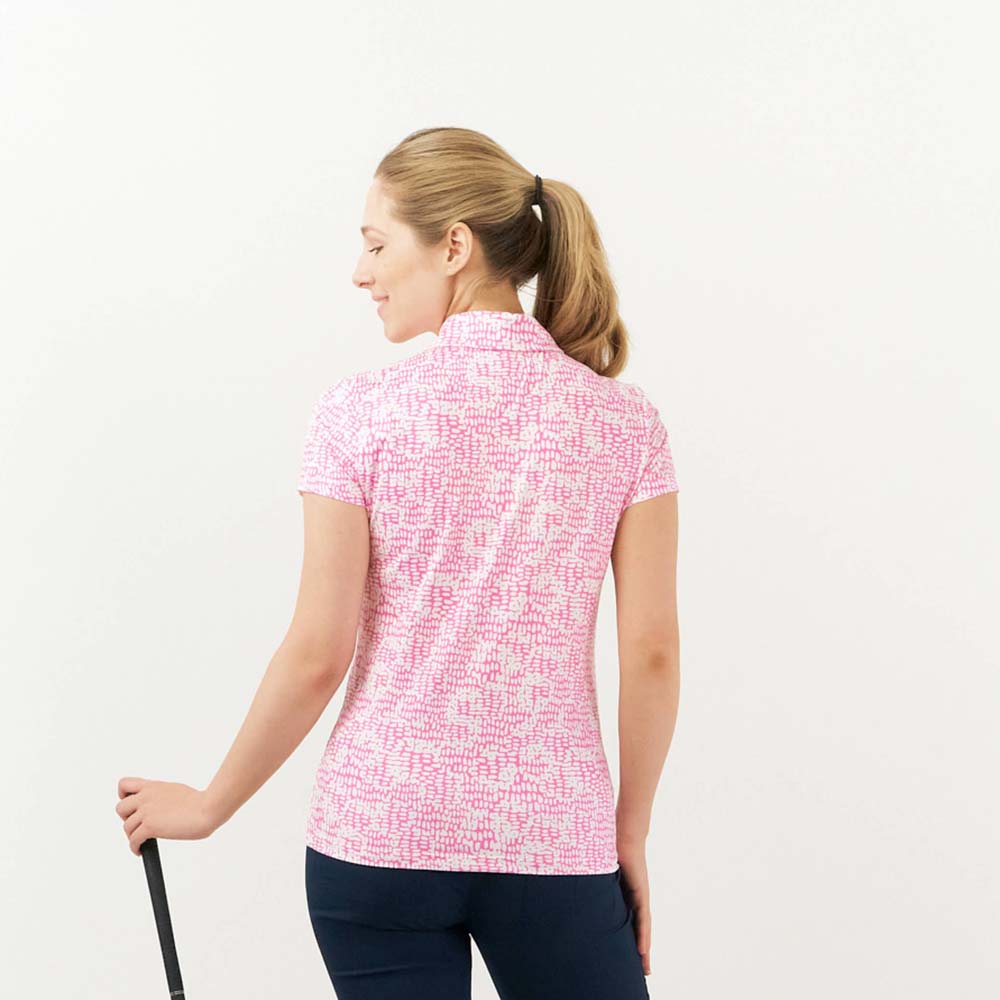 Pure Golf Ladies Cap Sleeve Polo in Candy Pebble Print