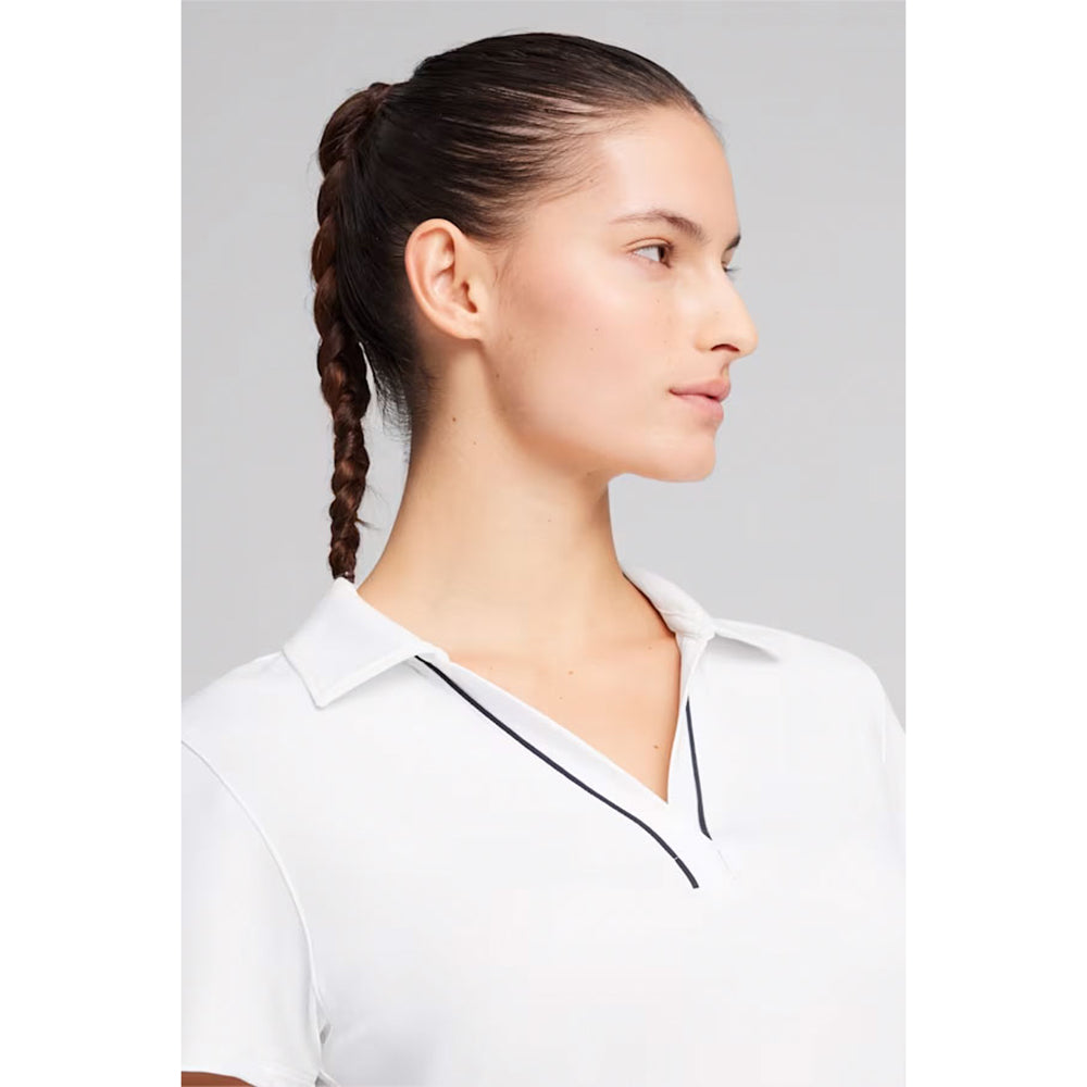 Puma Golf Ladies Short Sleeve Polo with Piped V-neck in White