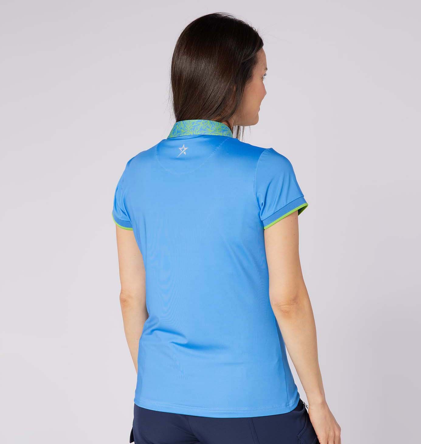 Swing Out Sister Ladies Cap Sleeve Polo with Seasonal Print Collar for A Subtle Pop of Style