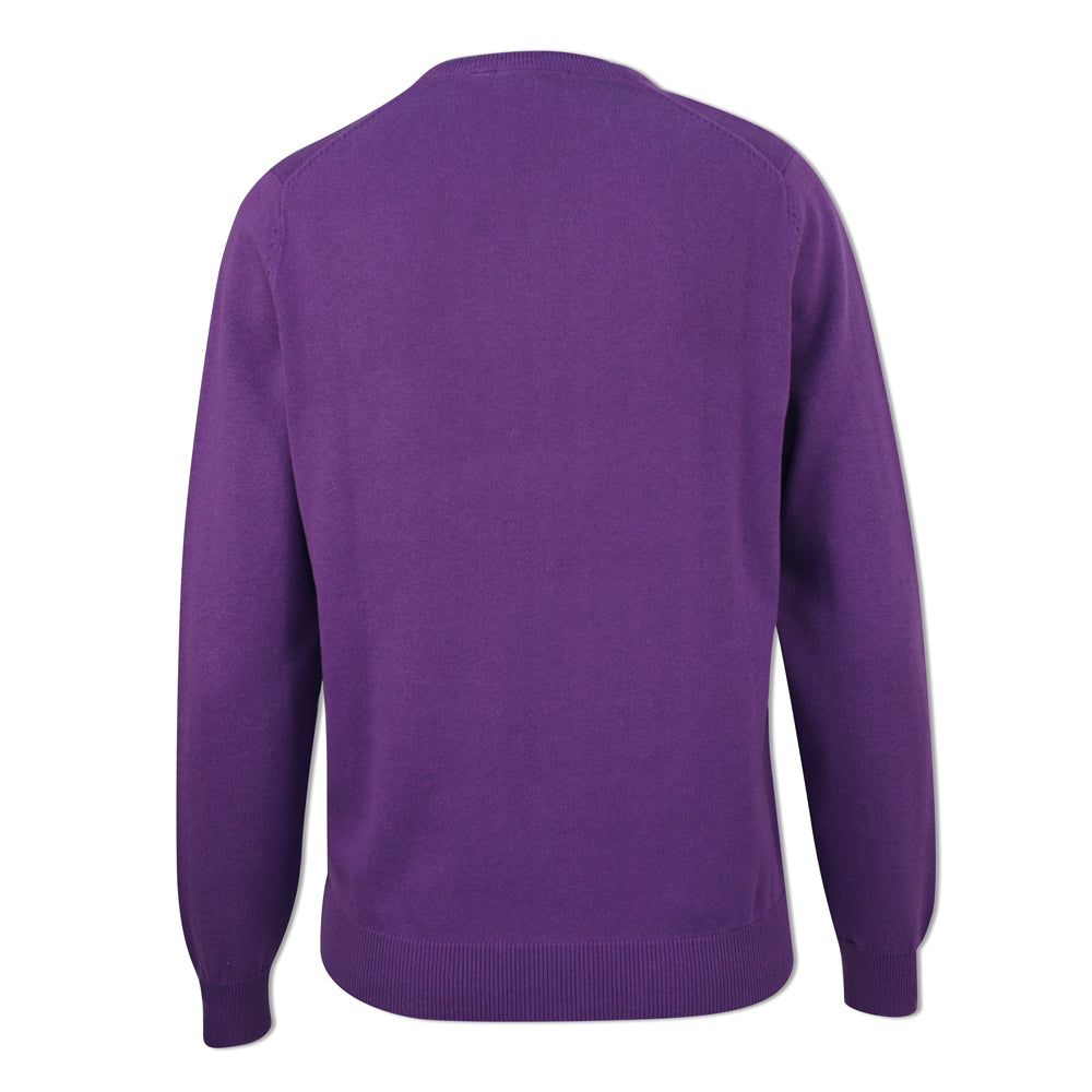 Glenmuir Ladies 100% Cotton V-Neck Sweater in Royal Purple