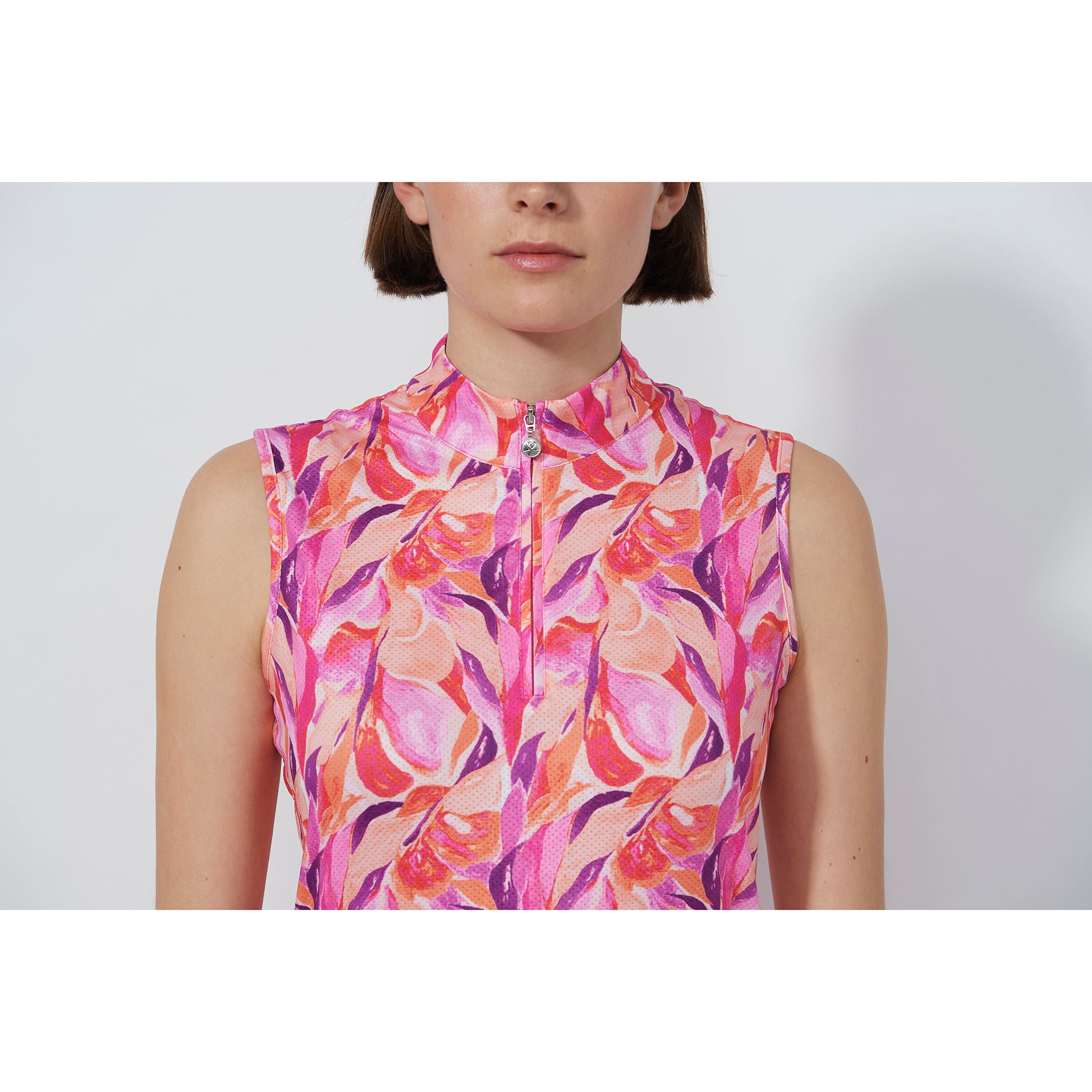 Daily Sports Ladies Quick Dry Sleeveless Dress in Abstract Leaf Print