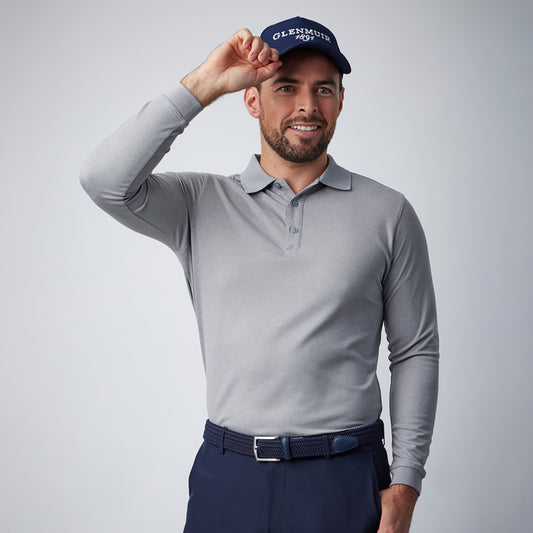 Glenmuir Mens Long-Sleeve Pique Knit Polo