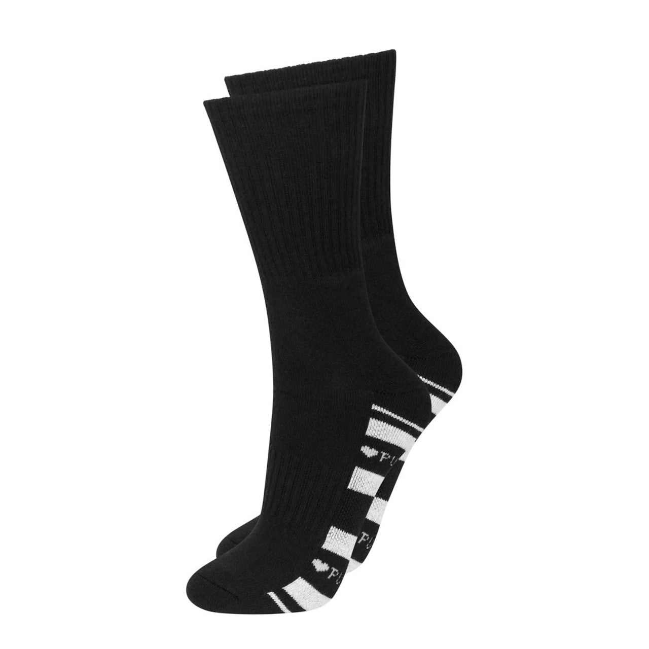 Pure Ladies 2 Pair Pack Crew Socks in Black