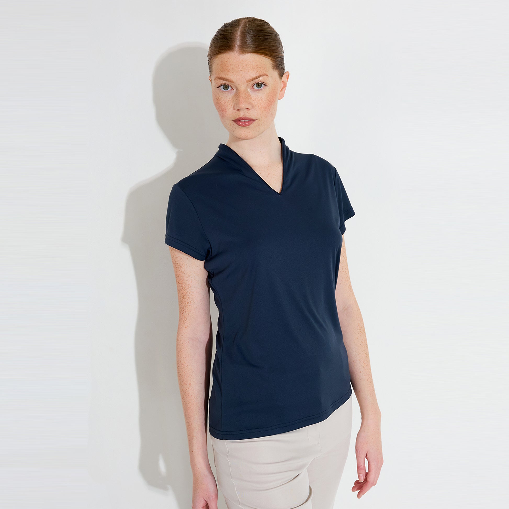 Abacus Ladies DryCool Cap Sleeve Polo in Navy - Soft, Stretch