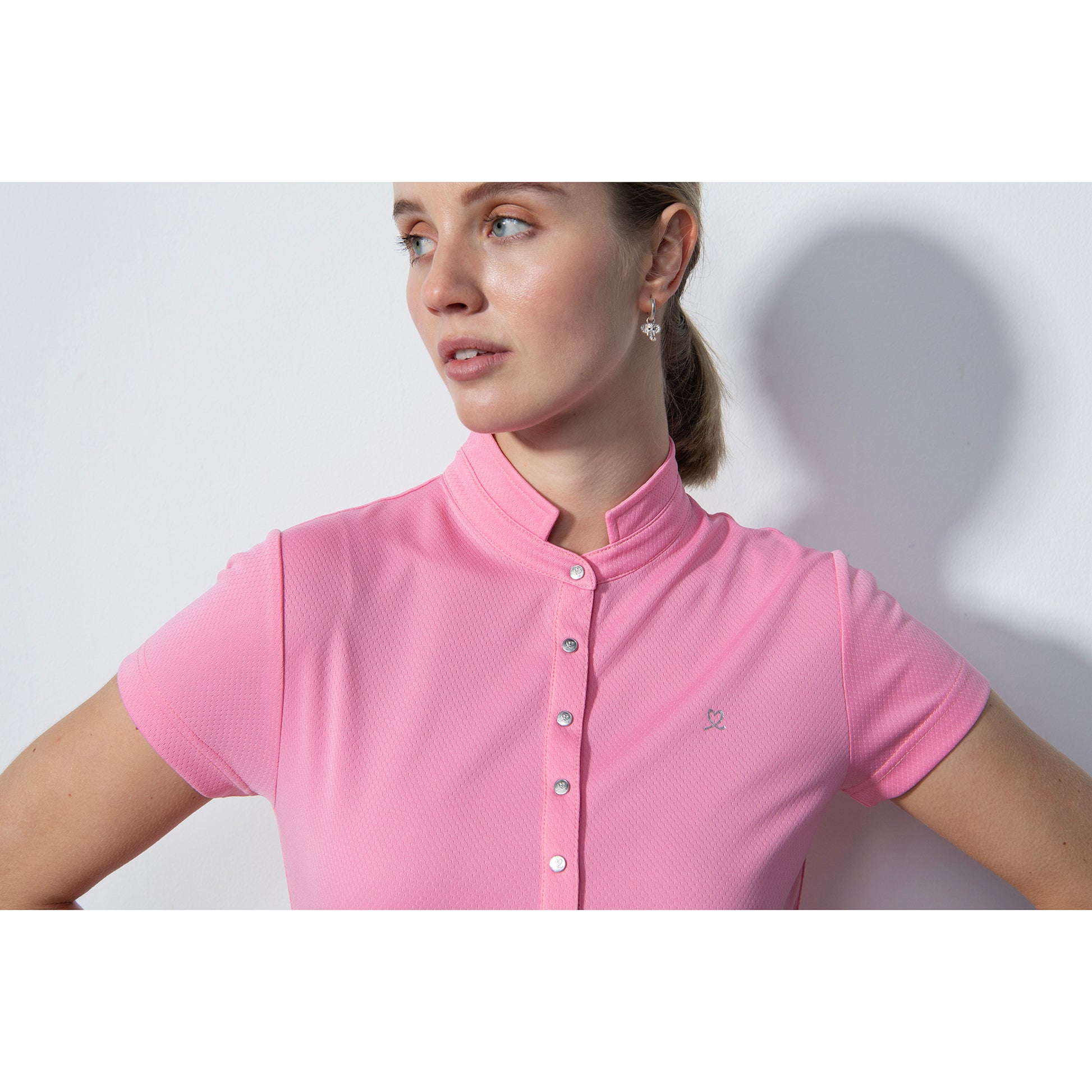 Daily Sports Ladies Cap Sleeve Honeycomb Print Dress in Pink Sky