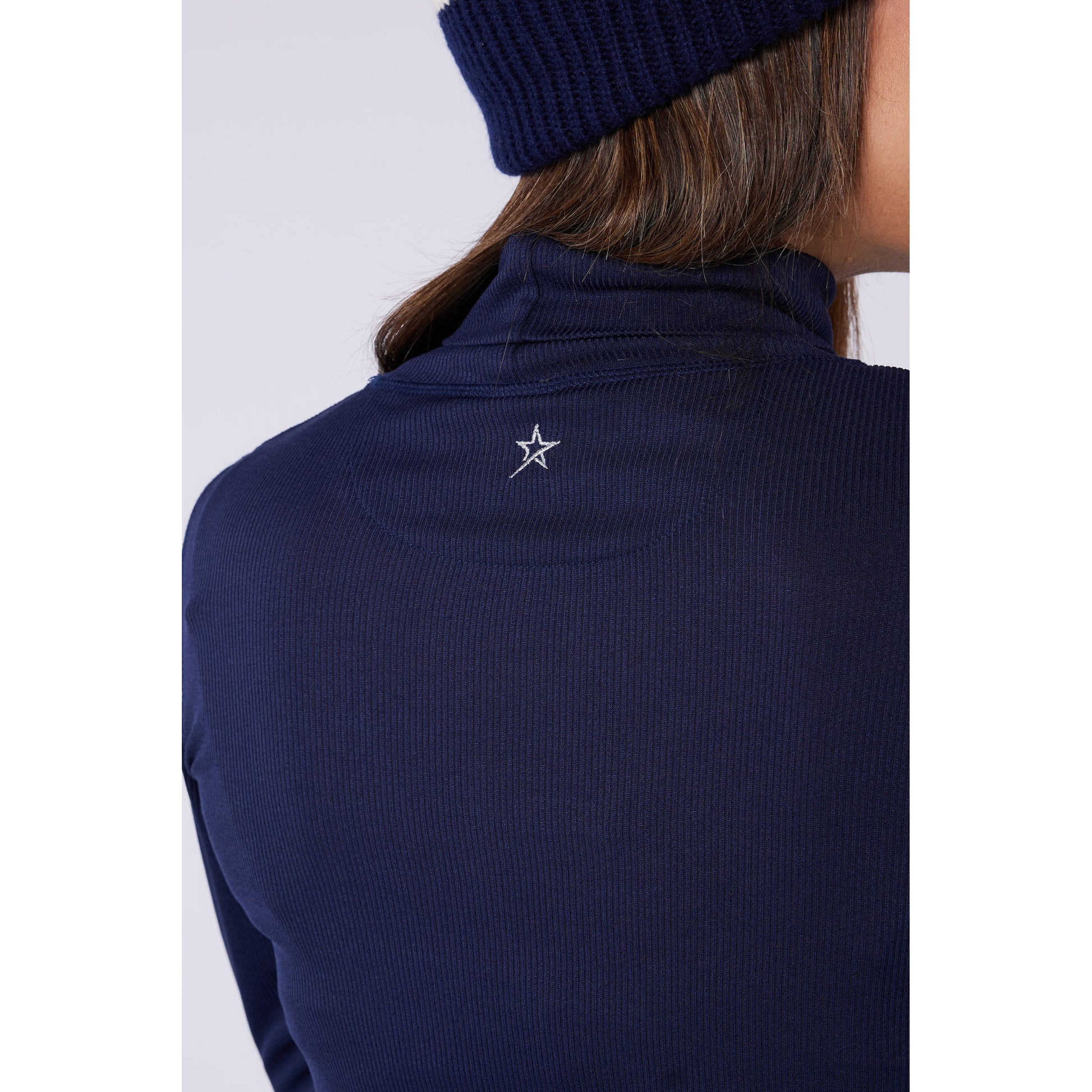 Swing Out Sister Ladies Soft-Stretch Ribbed Roll Neck in Navy