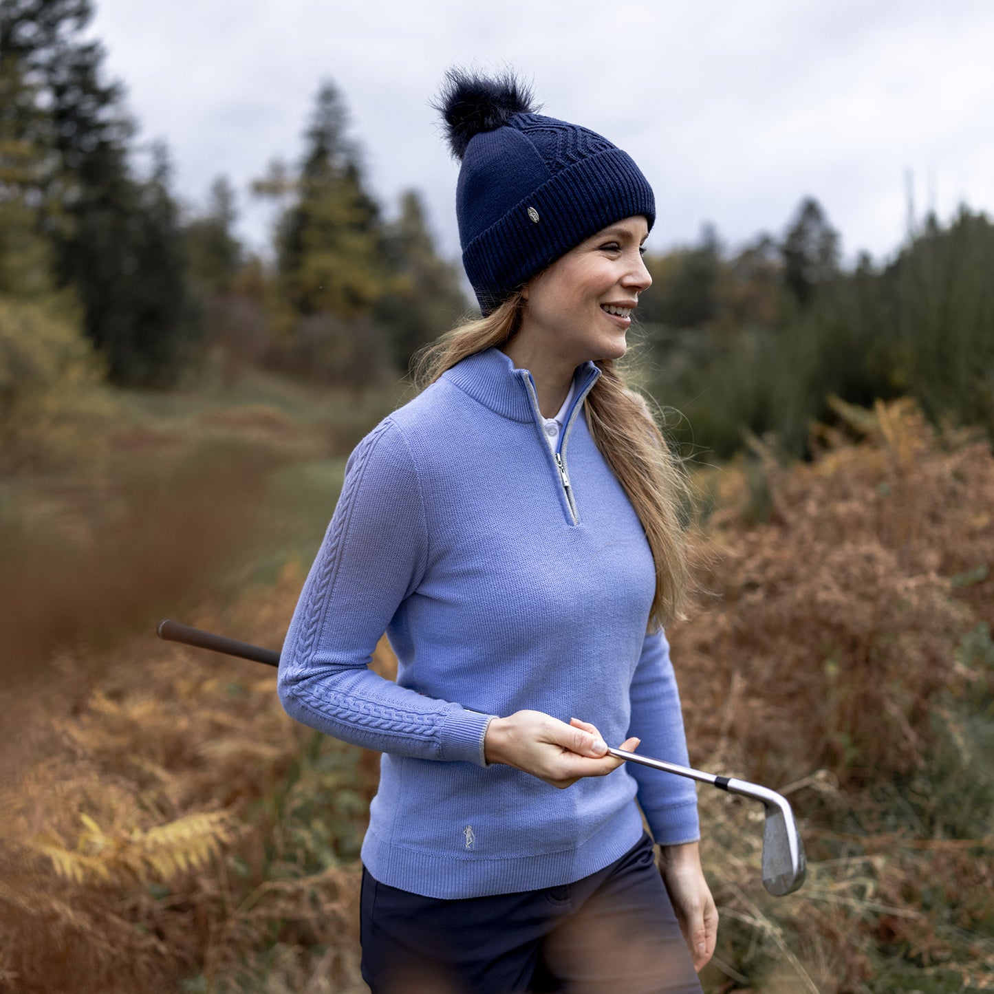 Glenmuir Ladies Cashmere Blend Zip-Neck Sweater with Water Repellent Finish