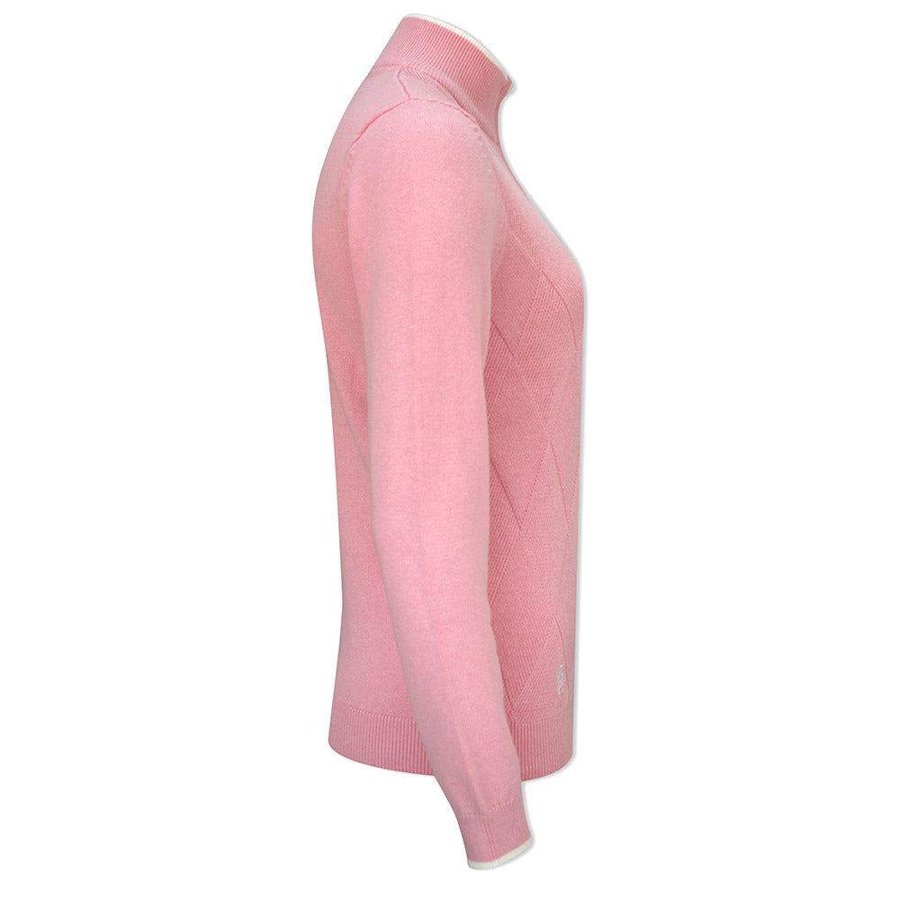 Glenmuir Ladies Cashmere Blend Zip-Neck Sweater in Candy