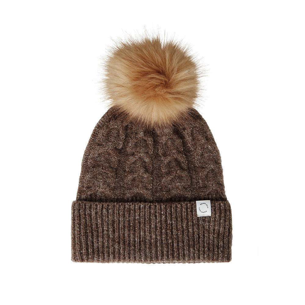 Rohnisch Ladies Cable Knit Bobble Hat in Nougat