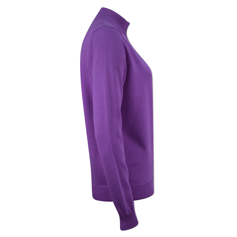 Glenmuir Ladies 100% Cotton Half-Zip Sweater in Royal Purple