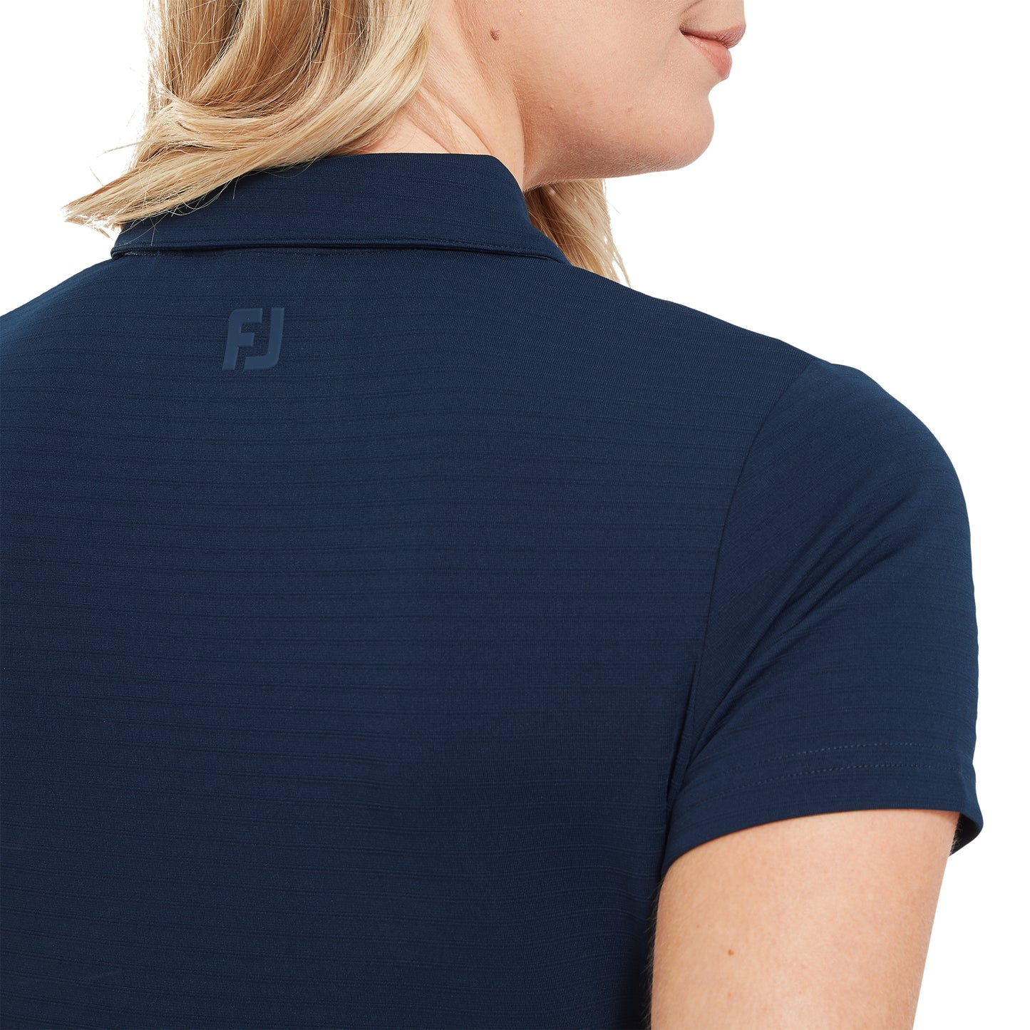 FootJoy Ladies Jacquard Stripe Short Sleeve Polo in Navy