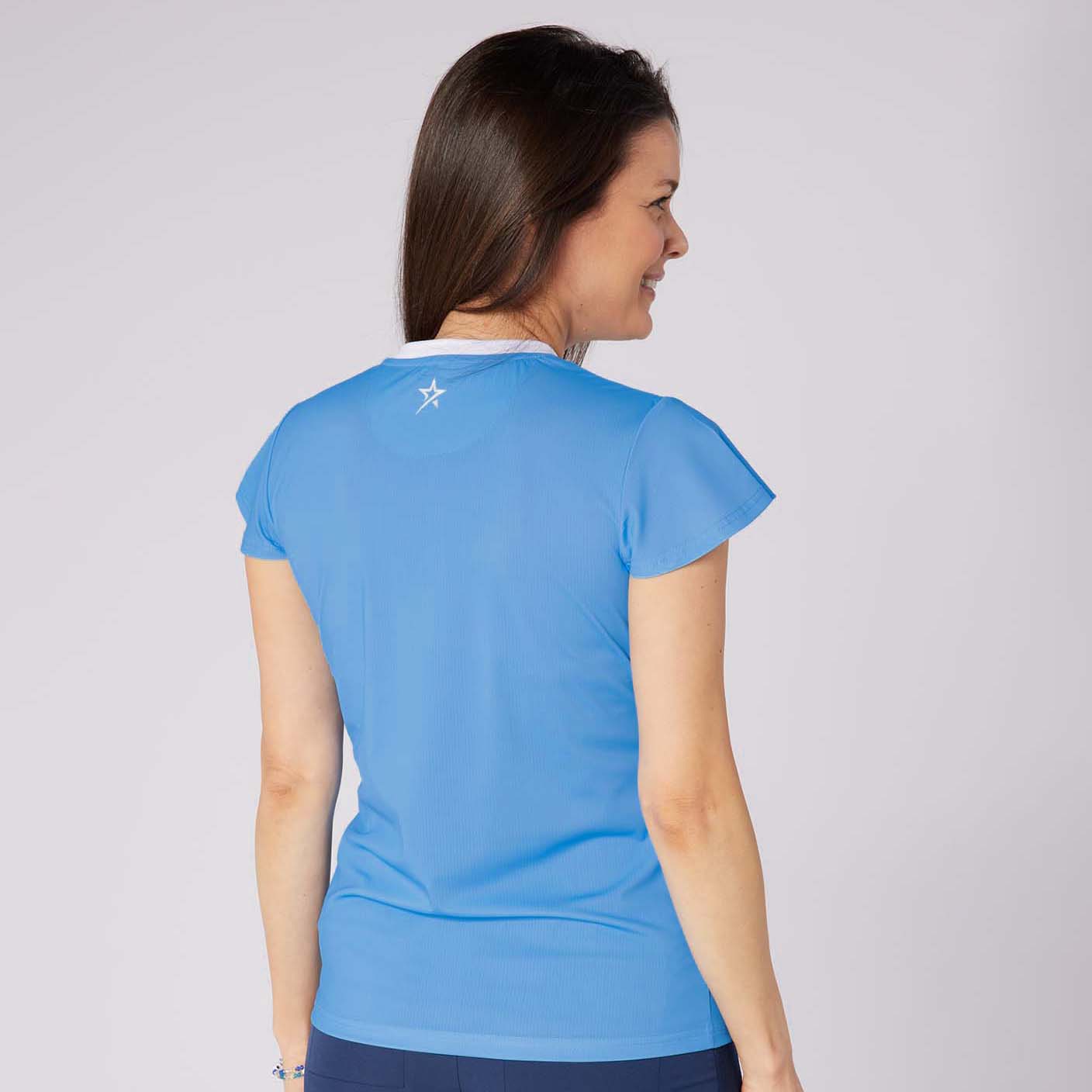 Swing Out Sister Ladies V-Neck Polo with Fabulous Floaty Sleeves for a Feminine Edge