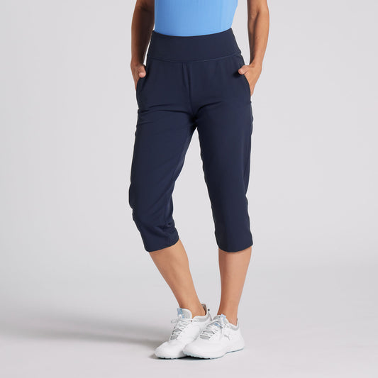 Puma Ladies Soft-Stretch High-Rise Capris in Deep Navy with UPF 40