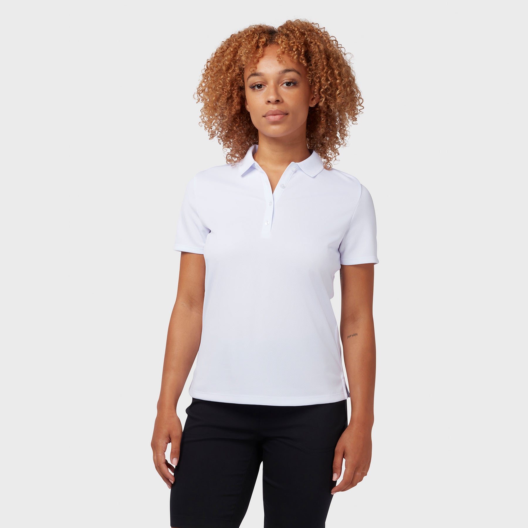 Callaway Ladies Short Sleeve Swing Tech Polo with Opti-Dri in Bright White