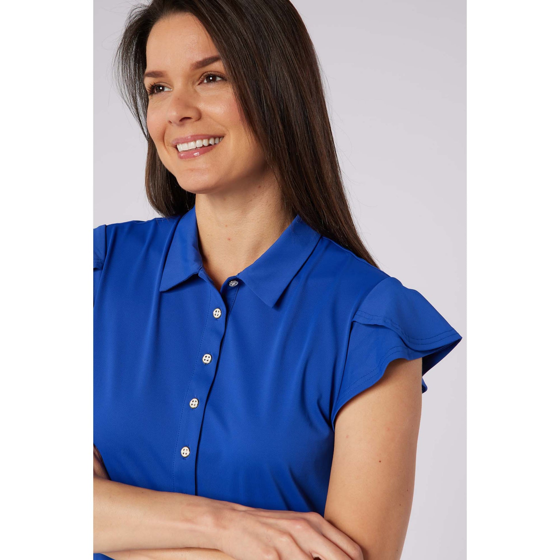 Swing Out Sister Ladies Fluted Sleeve Polo for Elegant Flair On & Off The Course
