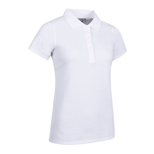Glenmuir Ladies Pique Knit Short-Sleeve Polo with Soft Cotton Finish in White