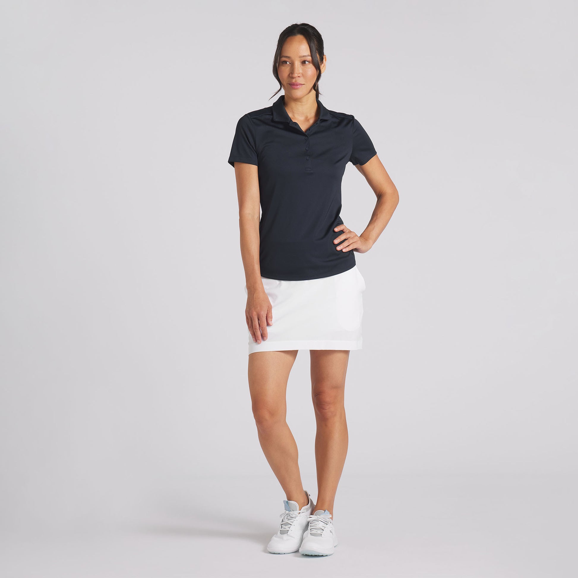 Puma Golf Ladies Short Sleeve Polo with Mesh Back in Deep Navy