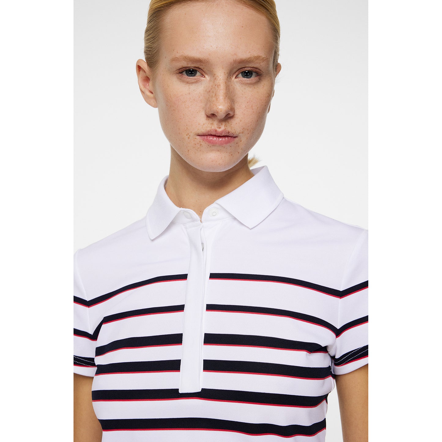 J.Lindeberg Ladies Striped Short Sleeve Polo