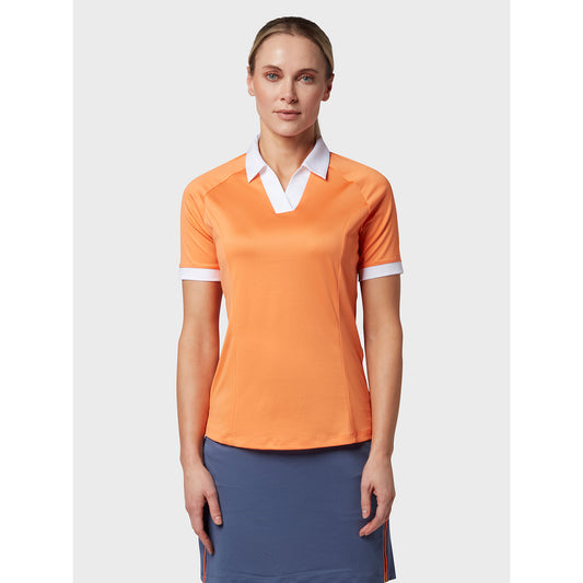 Callaway Ladies Short Sleeve Colour Block Polo Shirt in Nectarine