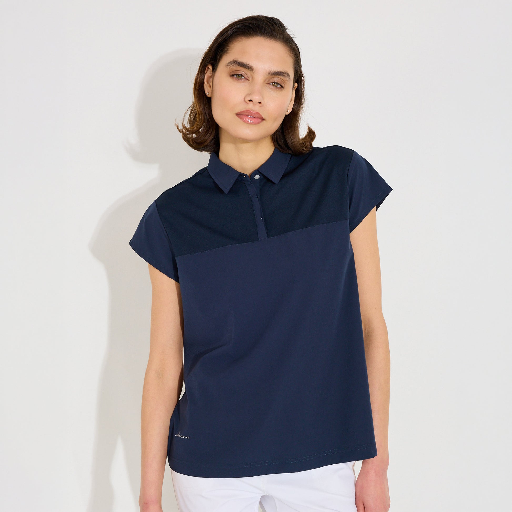 Abacus Ladies DryCool Loose Fit Cap Sleeve Polo in Navy