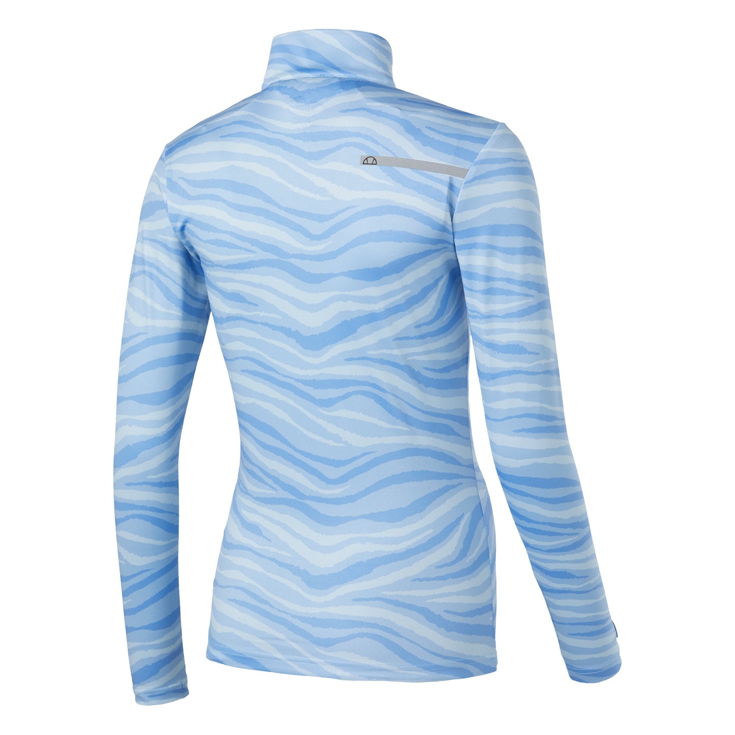 Ellesse Light Blue Zip-Neck Top with Abstract Wave Print