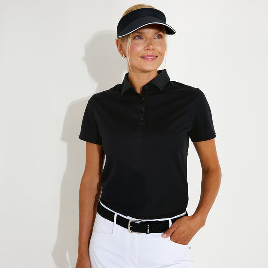 Abacus Ladies Cray DryCool Short Sleeve Polo in Black - Chic Comfort on the Course