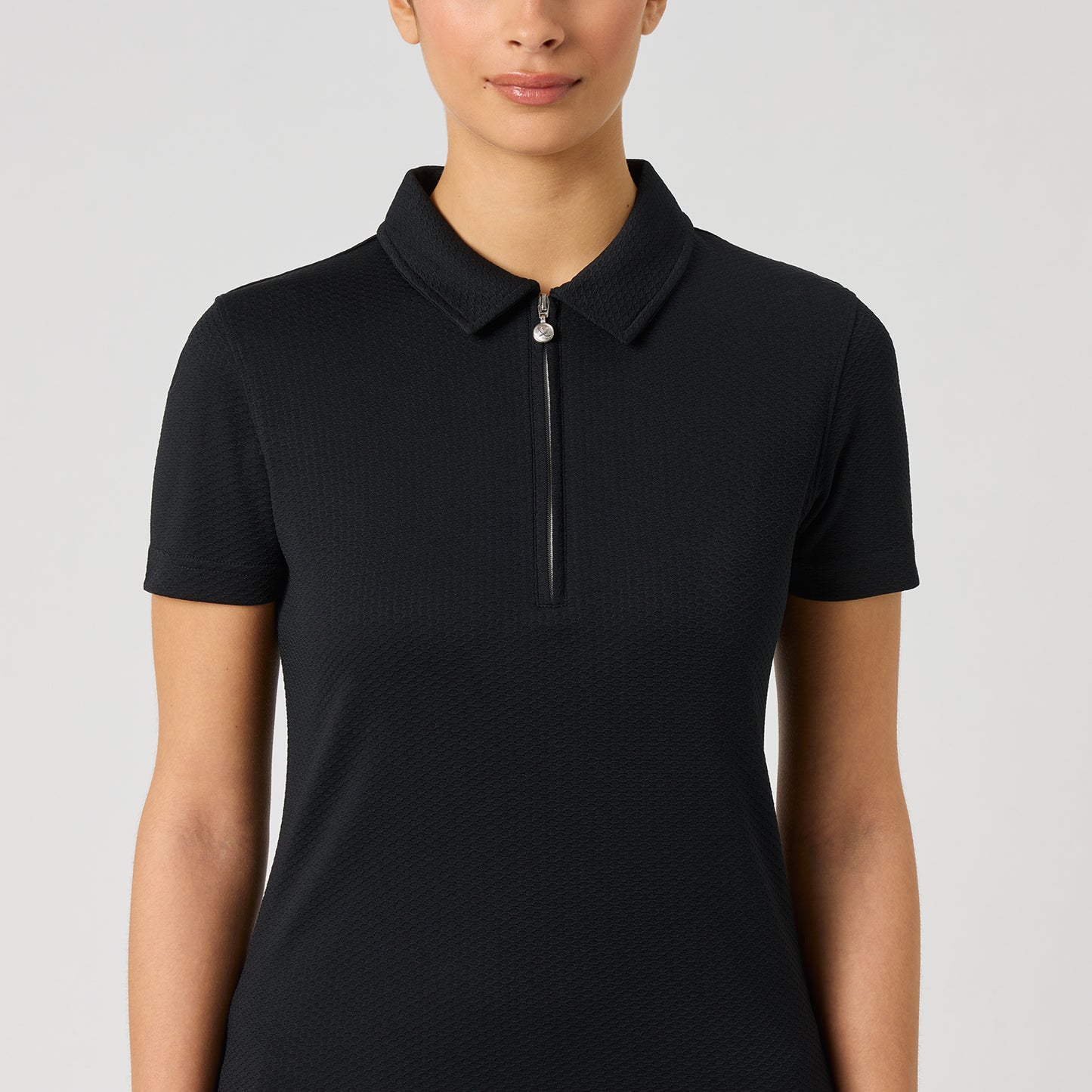 Daily Sports Honeycomb Structured Short Sleeve Polo in Black - Move Freely on the Course