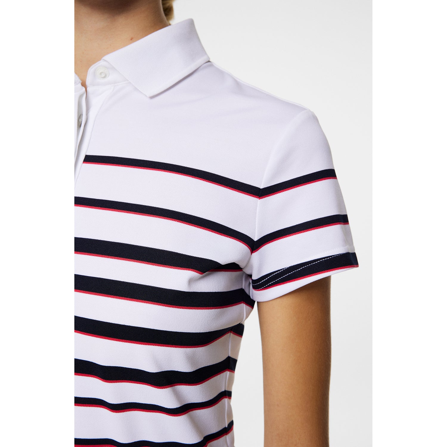 J.Lindeberg Ladies Striped Short Sleeve Polo