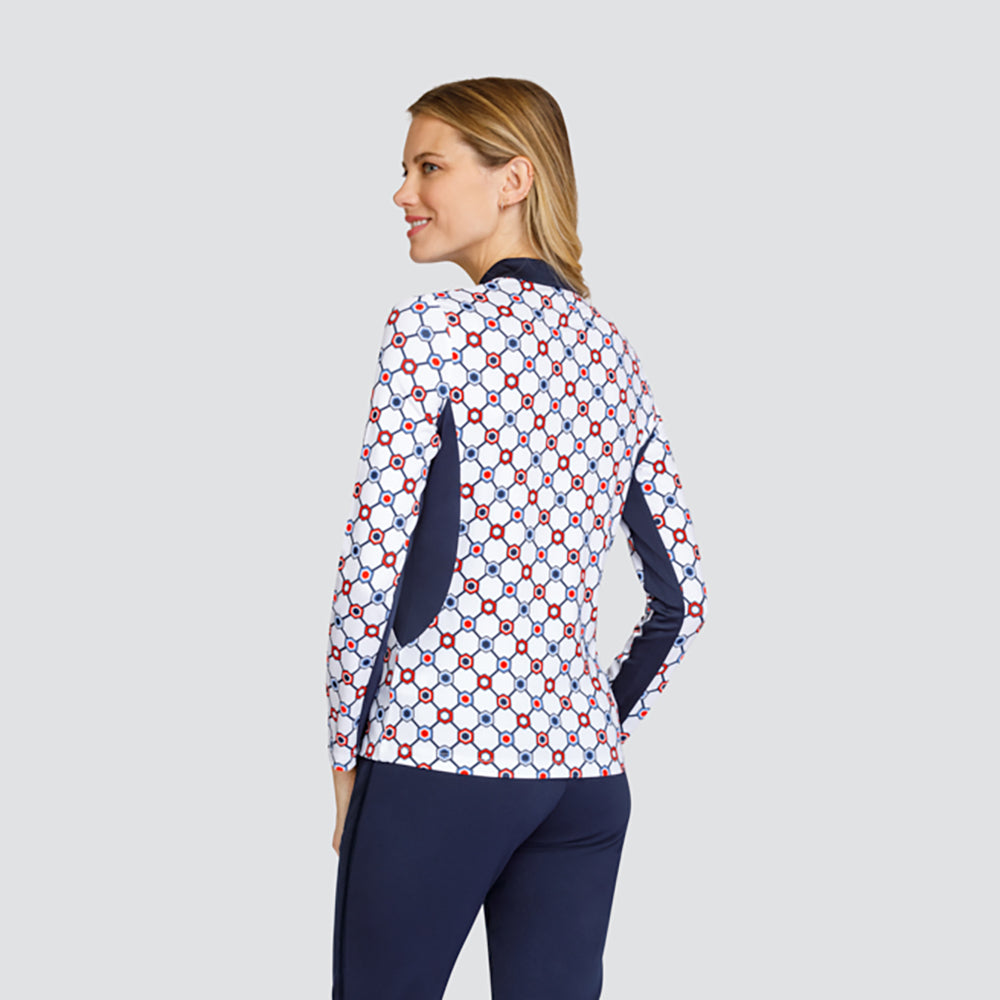 Tail Ladies Long Sleeve Top in a Geometric Hexagon Print