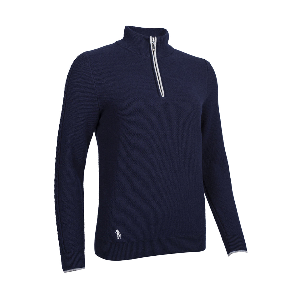 Glenmuir Ladies Navy Cashmere Blend Zip-Neck Sweater with Water Repellent Finish
