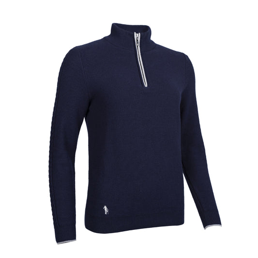 Glenmuir Ladies Navy Cashmere Blend Zip-Neck Sweater with Water Repellent Finish