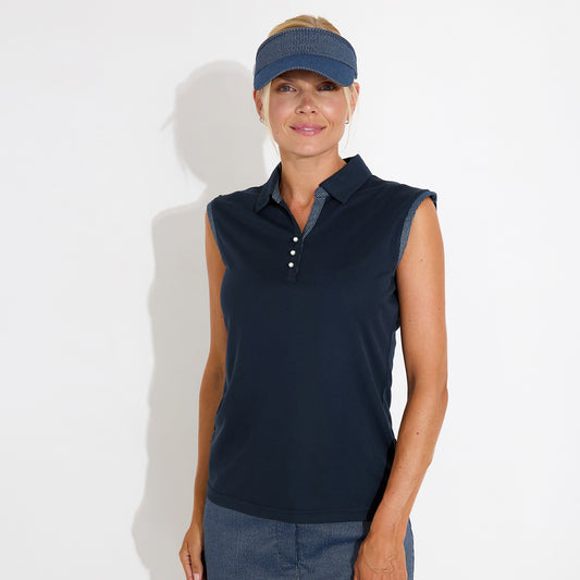 Abacus Ladies DryCool Sleeveless Polo in Navy - Chic Comfort on the Course