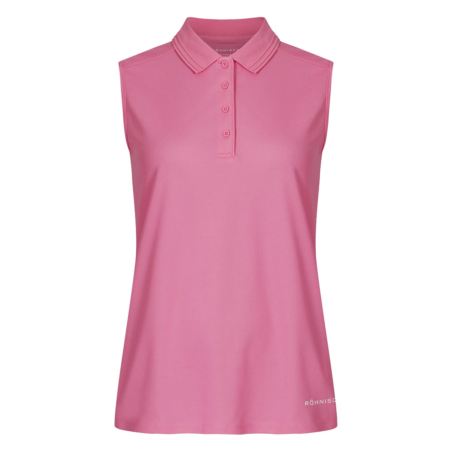 Rohnisch Ladies Sleeveless Polo with Textured Linear Trimmed Collar - Last One Small Only Left