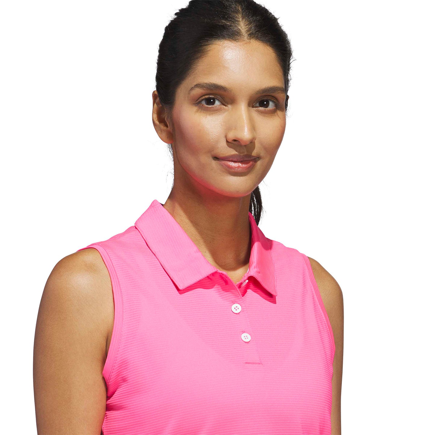adidas Golf Ladies Vibrant Sleeveless Polo with a Fun Subtle Stripe to Brighten Up The Fairway