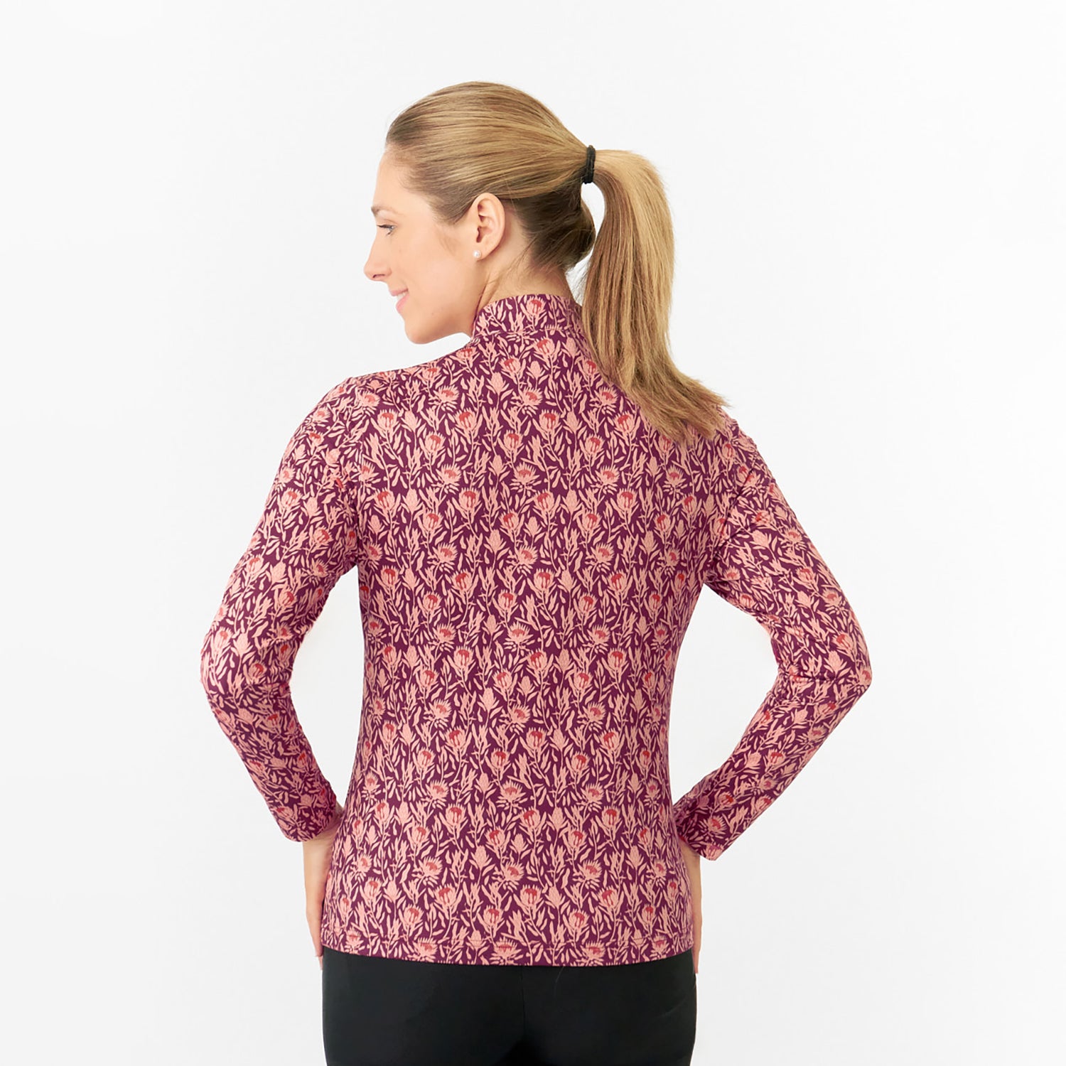 Pure Ladies Long Sleeve Mid-Layer Top in Autumnal Floral Print
