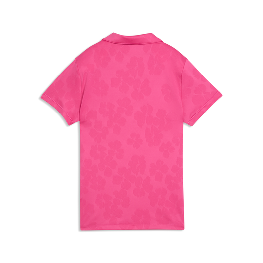 Puma Golf Ladies Short Sleeve Polo with Elegant Floral Jaquard Detail