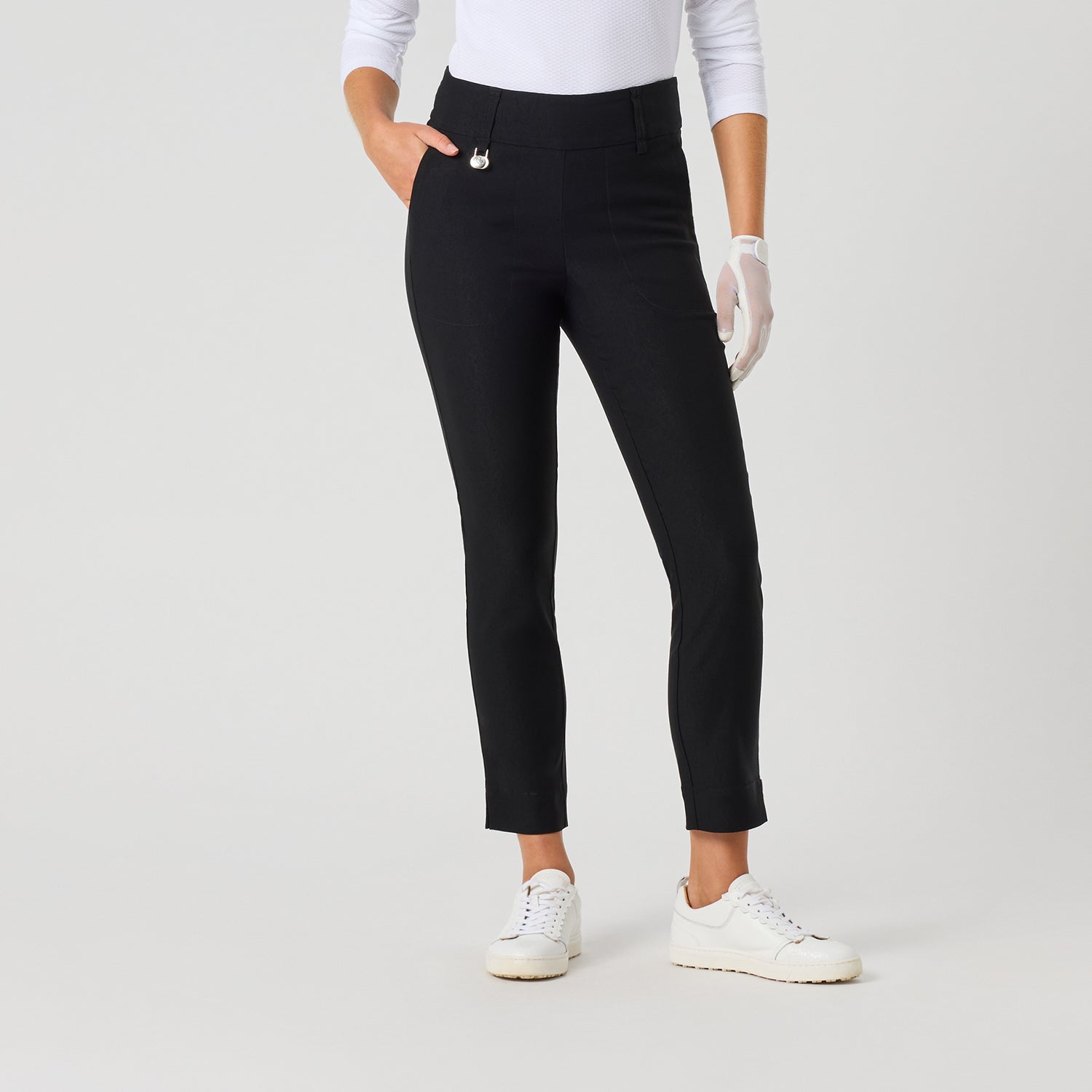 Daily Sports Ladies Pull-On 7/8 Trousers with Super-Stretch Finish in Black - For Everyday Elegance